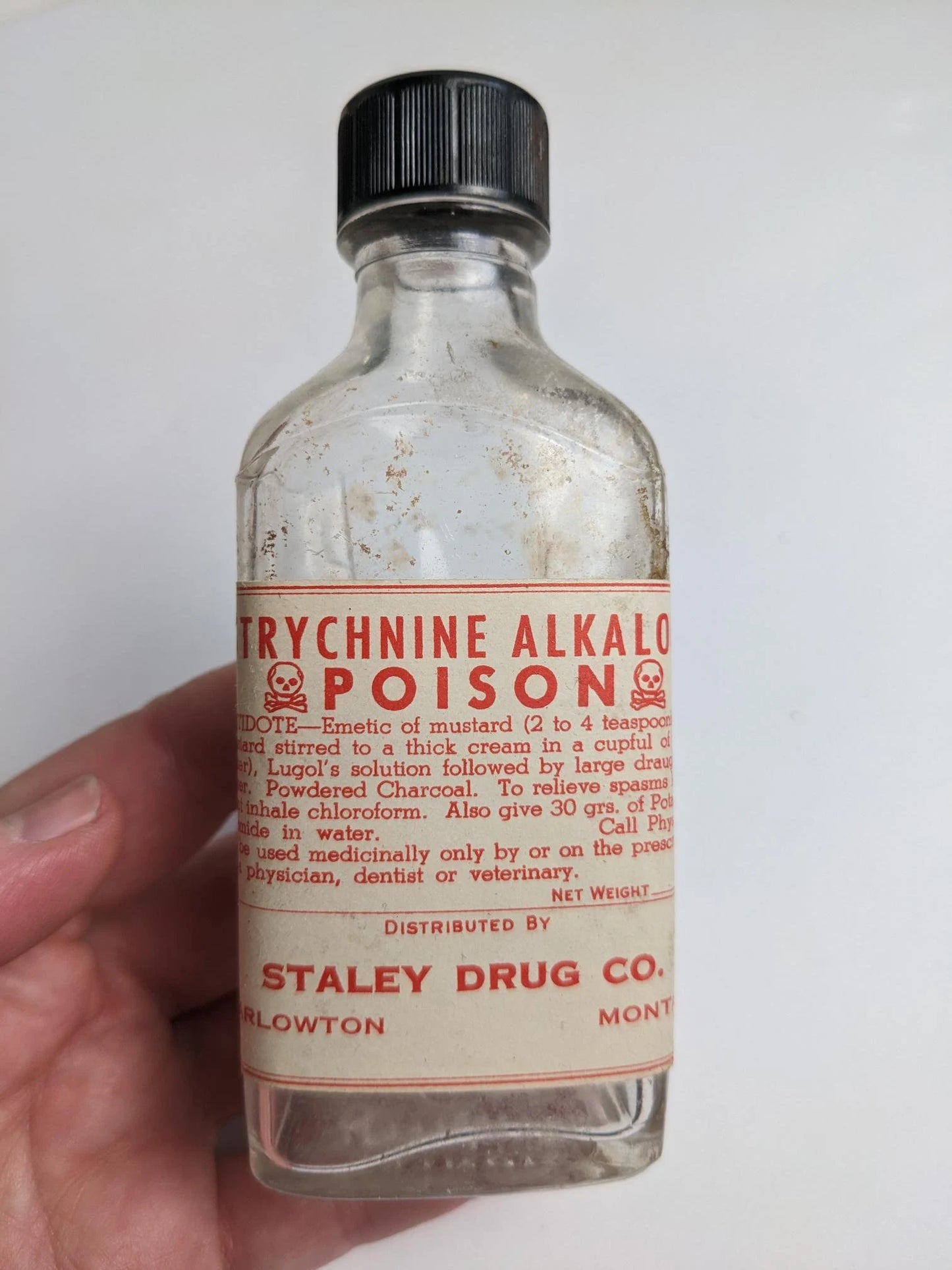 Vintage Antique Style Poison Drug Store Bottles - Alcohol, Strychnine Alkaloid and Methanol Labels