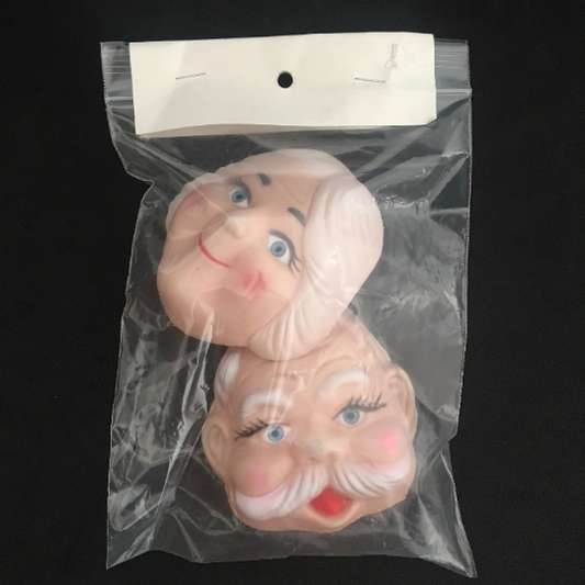 Vintage Santa Claus and Mrs. Claus Doll Faces for Craft Supply