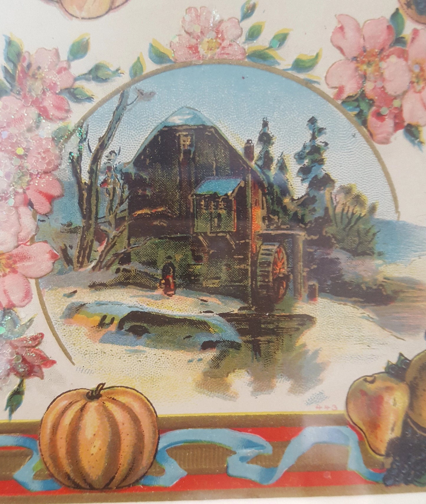 1907 Vintage Framed Thanksgiving Greetings Card