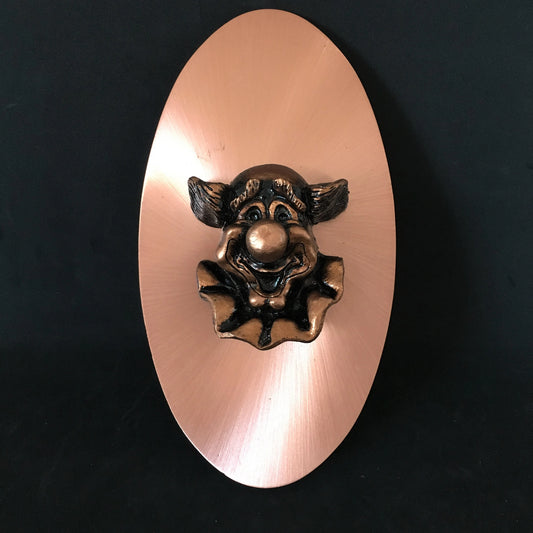 Vintage Bronze 3-D Clown Face Plaque