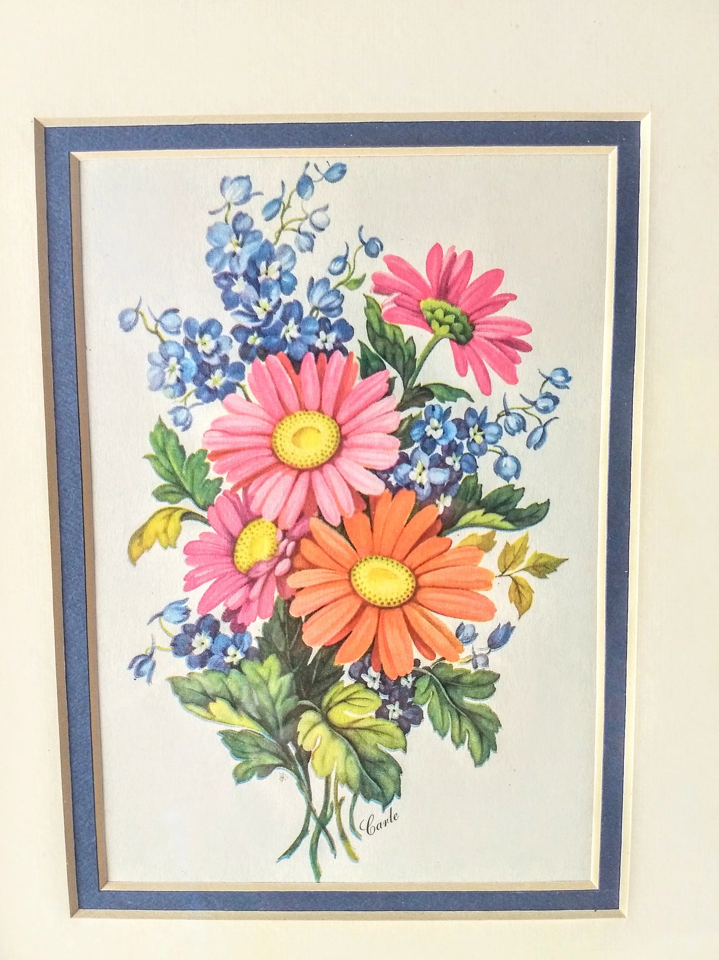 Vintage Framed Carle J. Blenner Daisy Print