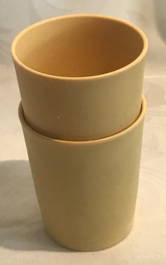 Pair Of Harvest Gold Tupperware Cups