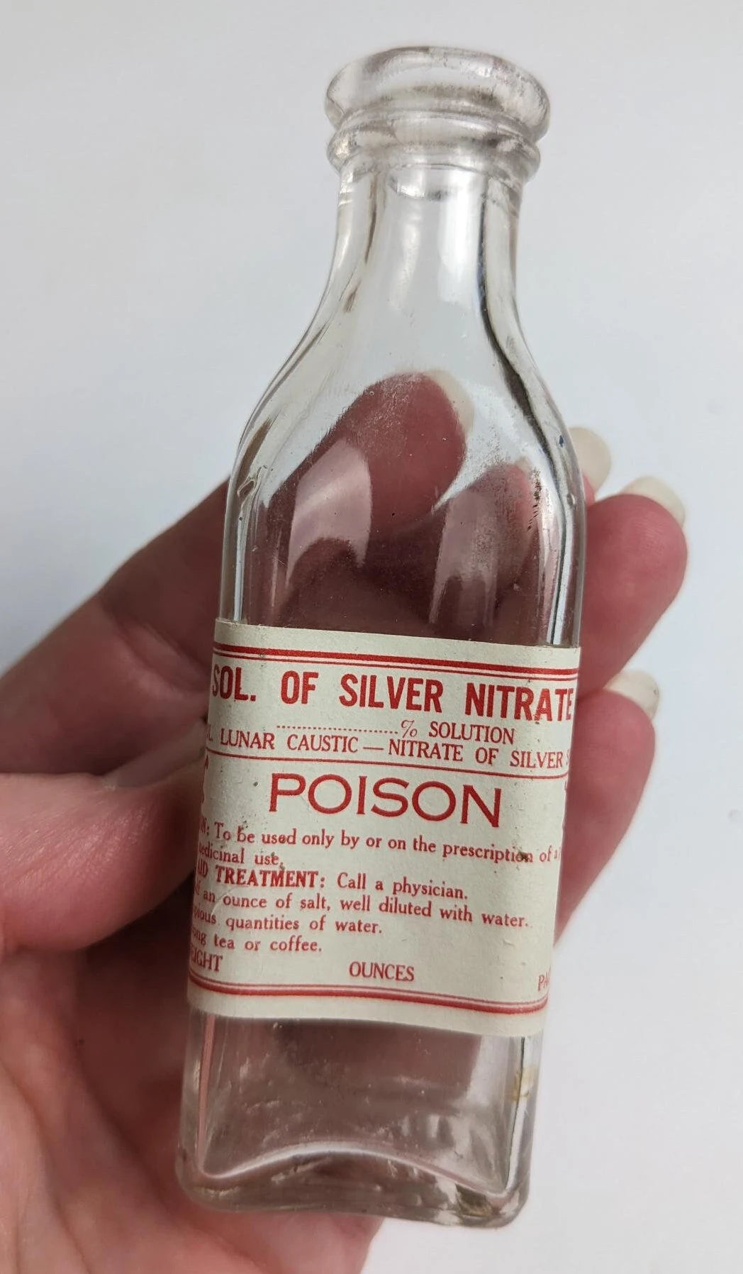 Vintage Antique Style Poison Drug Store Bottles - Silver Nitrate, Formaldehyde and Iodine Labels