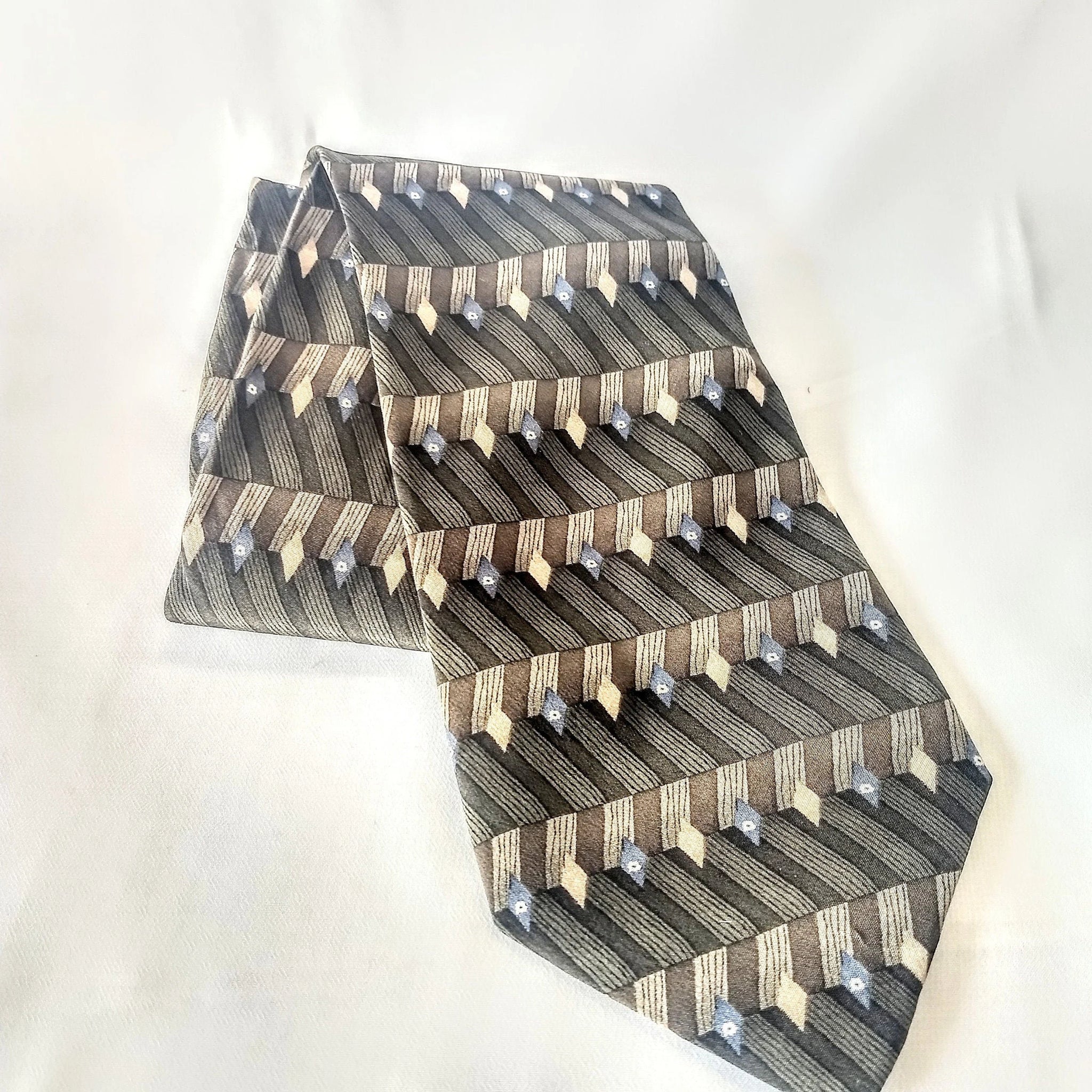 Vintage Necktie Men's Dockers Khakis Silk Tie Green and Tan