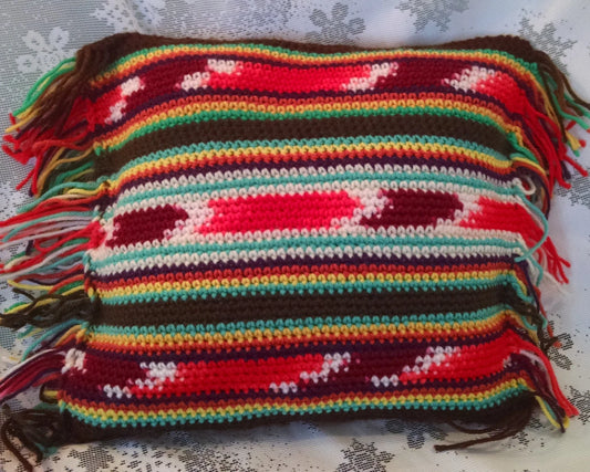 Handmade Crotchet Retro Hippie Pillow