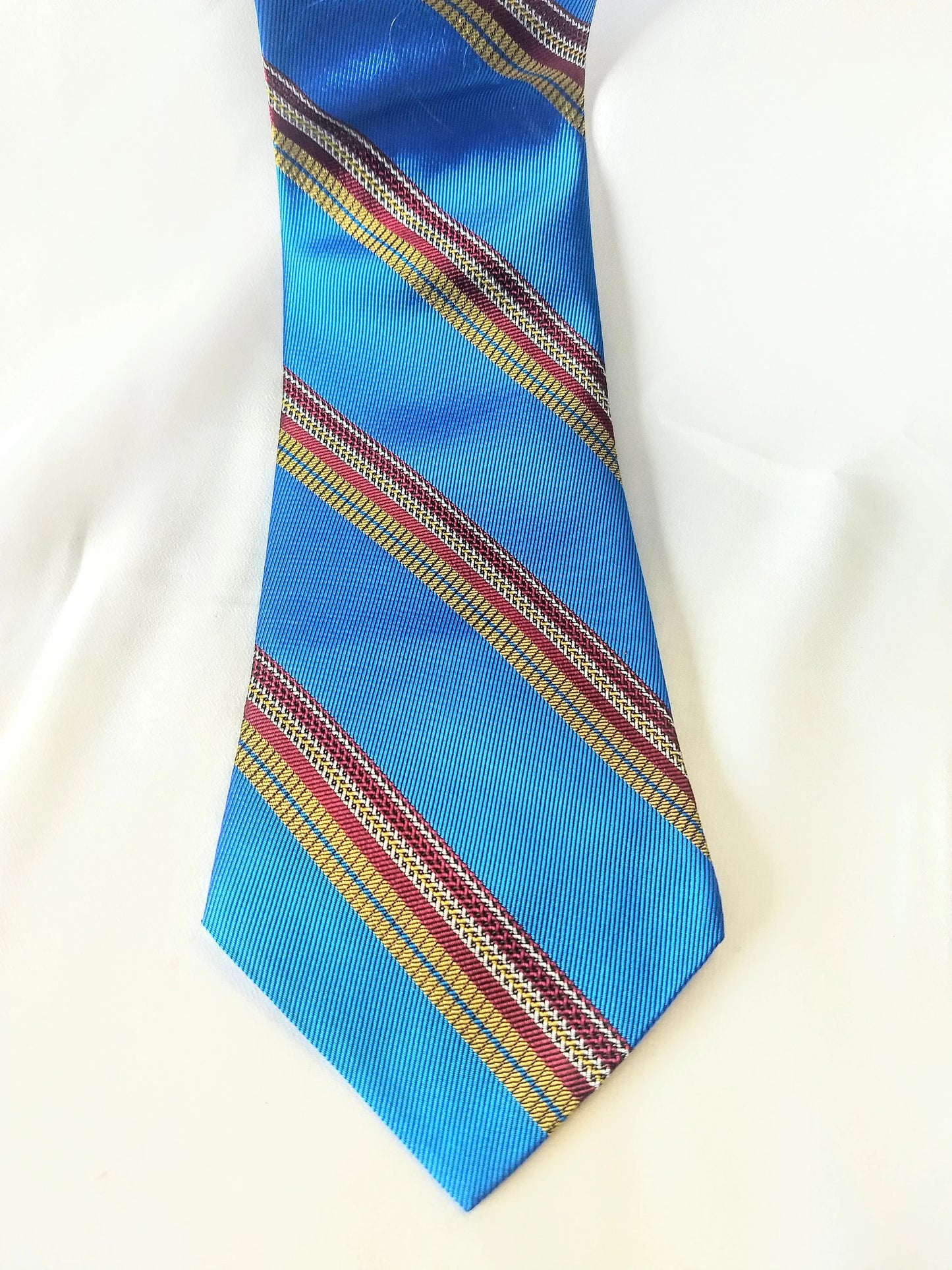 Vintage Men's Necktie Blue Maroon Gold