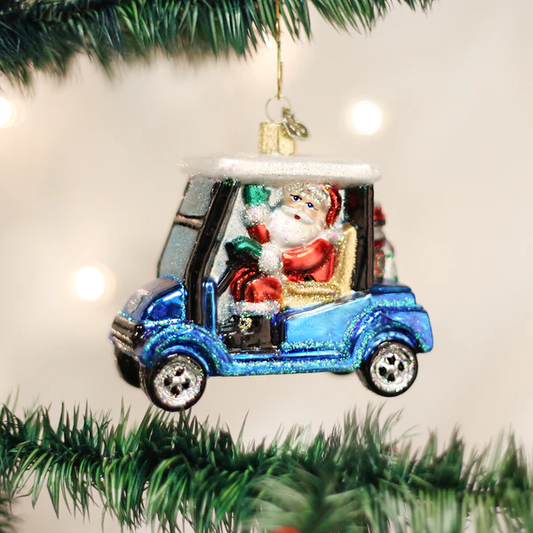 Golf Cart Santa Old World Christmas Ornament