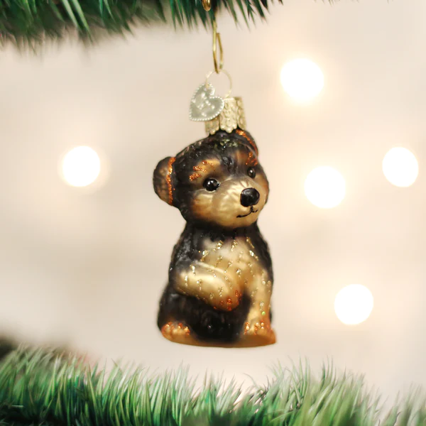 Yorkie Puppy Old World Christmas Ornament