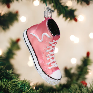 Pink High-top Basketball Sneaker Blown Glass Tree Ornament by Old World Christmas