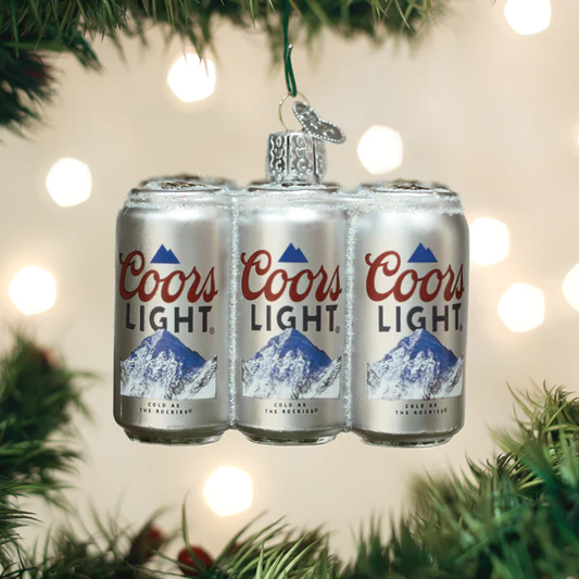 Coors Light Beer Six Pack Old World Christmas Glass Ornament