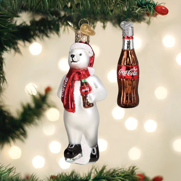 Coca-Cola Polar Bear Old World Christmas Ornament Set