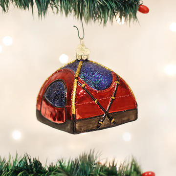 Dome Tent - Red and Blue Camping Themed Hanging Tree Ornament by Old World Christmas