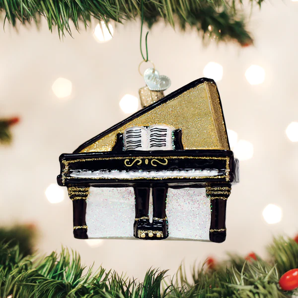 Baby Grand Piano Old World Christmas Glass Ornament