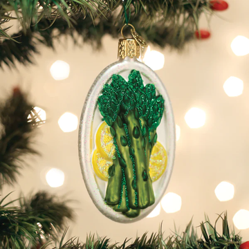 Plate of Asparagus Side Dish Hanging Tree Ornament by Old World Christmas