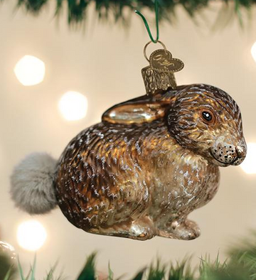 Fuzzy Cottontail Bunny Vintage-Style Blown Glass Hanging Ornament and Easter Basket Gift by Old World Christmas