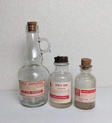 Vintage Antique Style Poison Drug Store Bottles