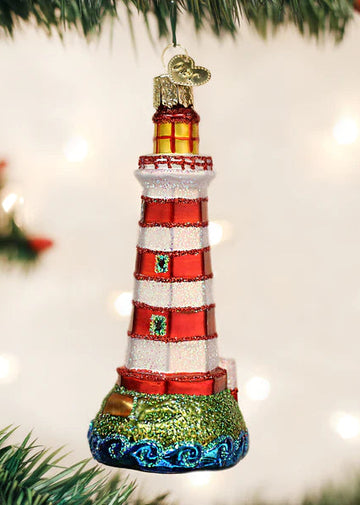 Sambro Lighthouse in Nova Scotia Blown Glass Hanging Tree Ornament by Old World Christmas
