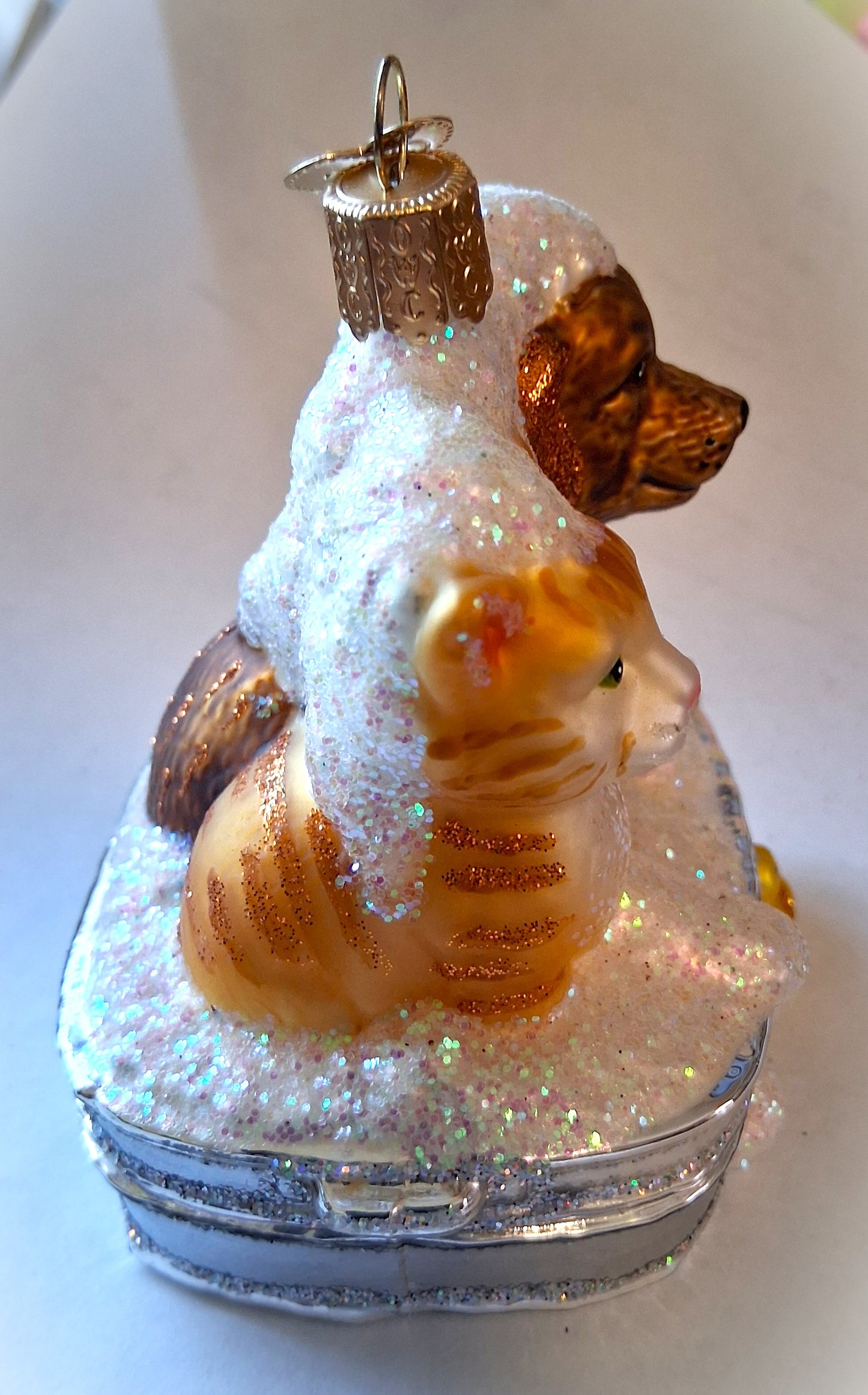 Bath Buddies Puppy and Kitten in Bubble Bath Dog Cat Themed Tree Ornament by Old World Christmas - RETIRED