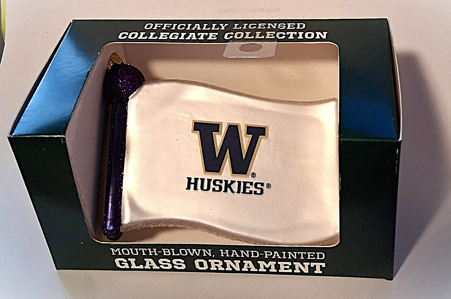 Washington State Huskies Flag - Blown Glass Tree Ornament by Old World Christmas