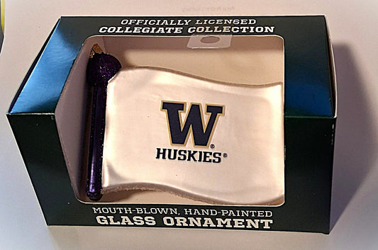 Washington State Huskies Flag - Blown Glass Tree Ornament by Old World Christmas