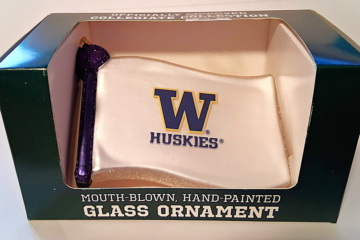 Washington State Huskies Flag - Blown Glass Tree Ornament by Old World Christmas