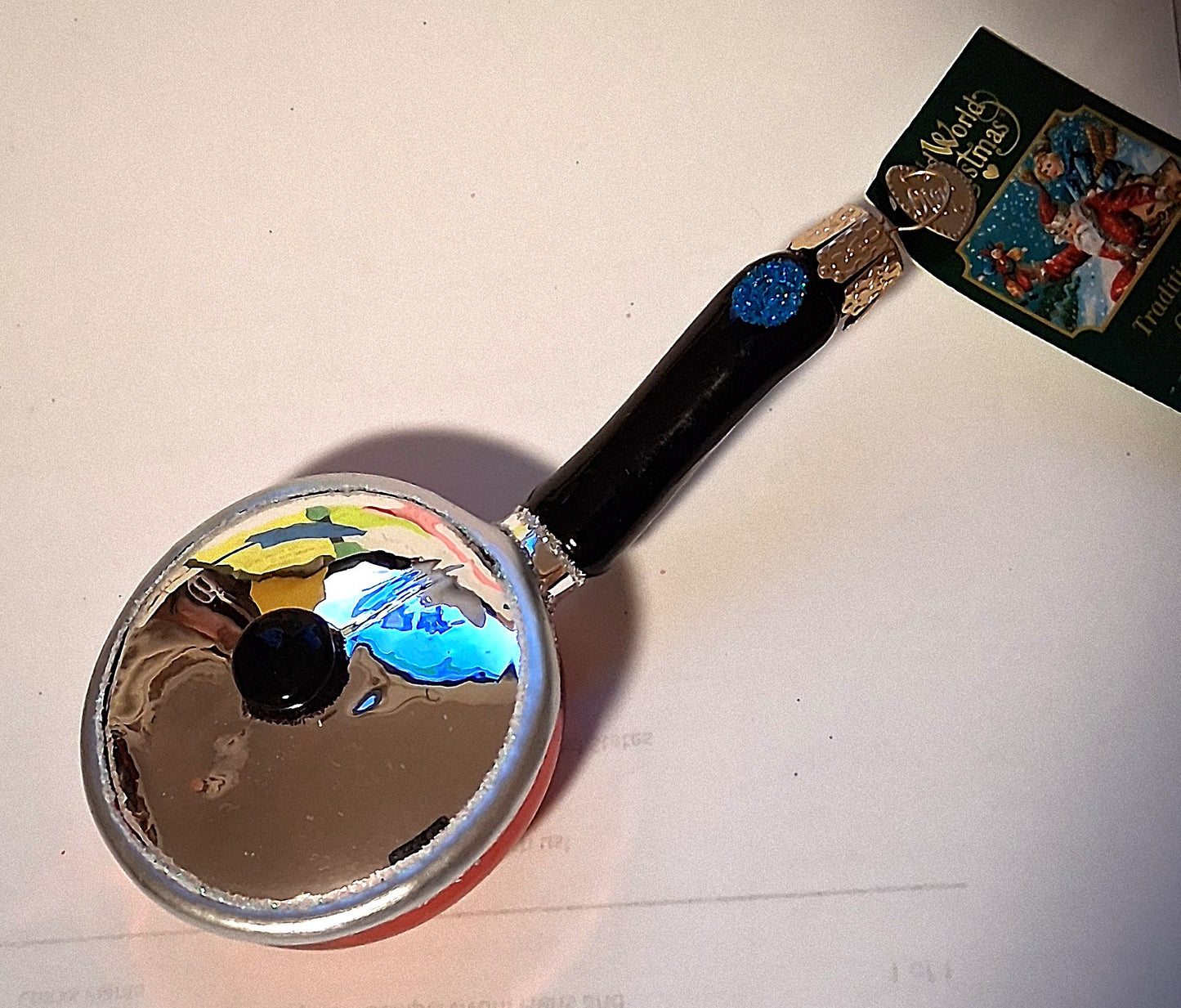 Red Frying Pan Blown Glass Tree Ornament by Old World Christmas - RETIRED