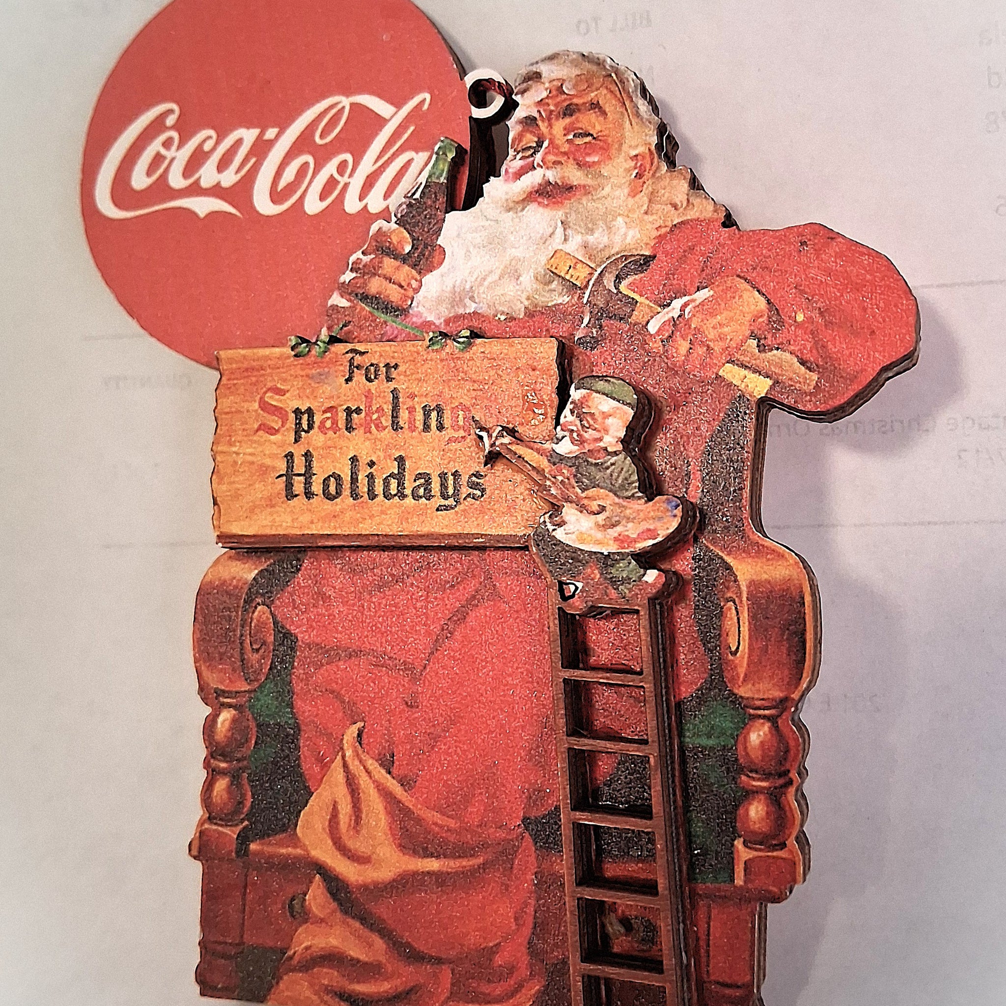Coca Cola Sparkling Holidays - Vintage-themed Wooden Tree Ornament - Ginger Cottages