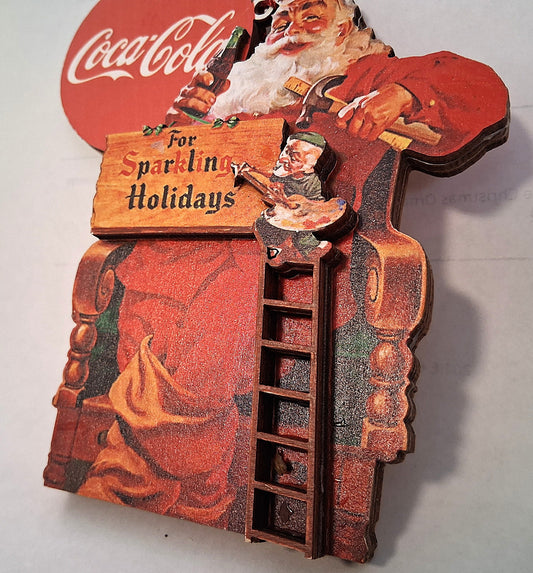Coca Cola Sparkling Holidays - Vintage-themed Wooden Tree Ornament - Ginger Cottages