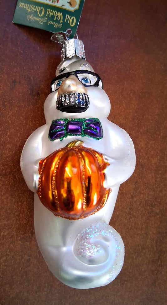 Grouchy Ghost Halloween-themed Glass Tree Ornament by Old World Christmas