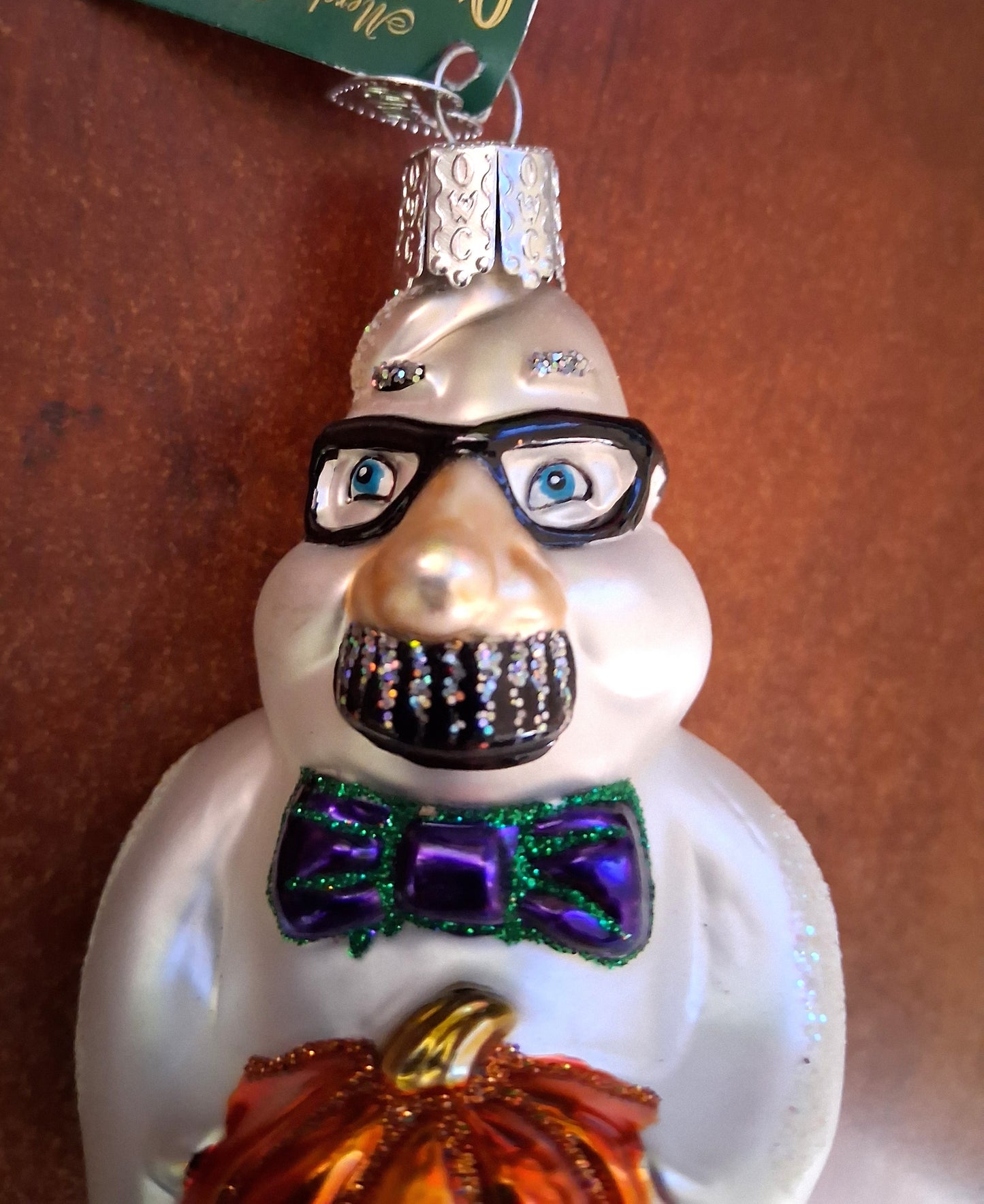 Grouchy Ghost Halloween-themed Glass Tree Ornament by Old World Christmas