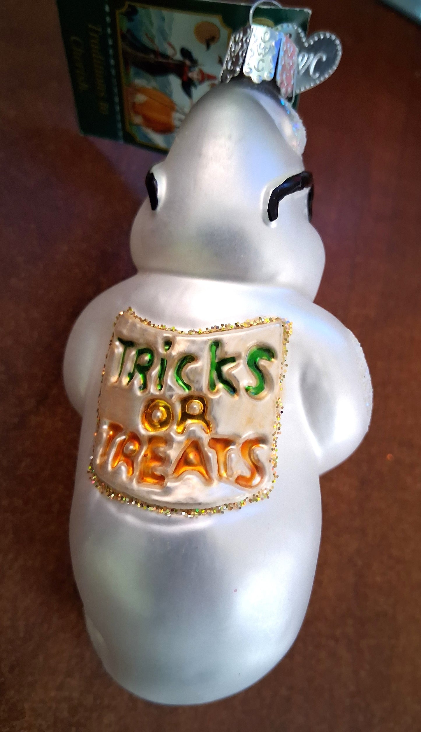 Grouchy Ghost Halloween-themed Glass Tree Ornament by Old World Christmas