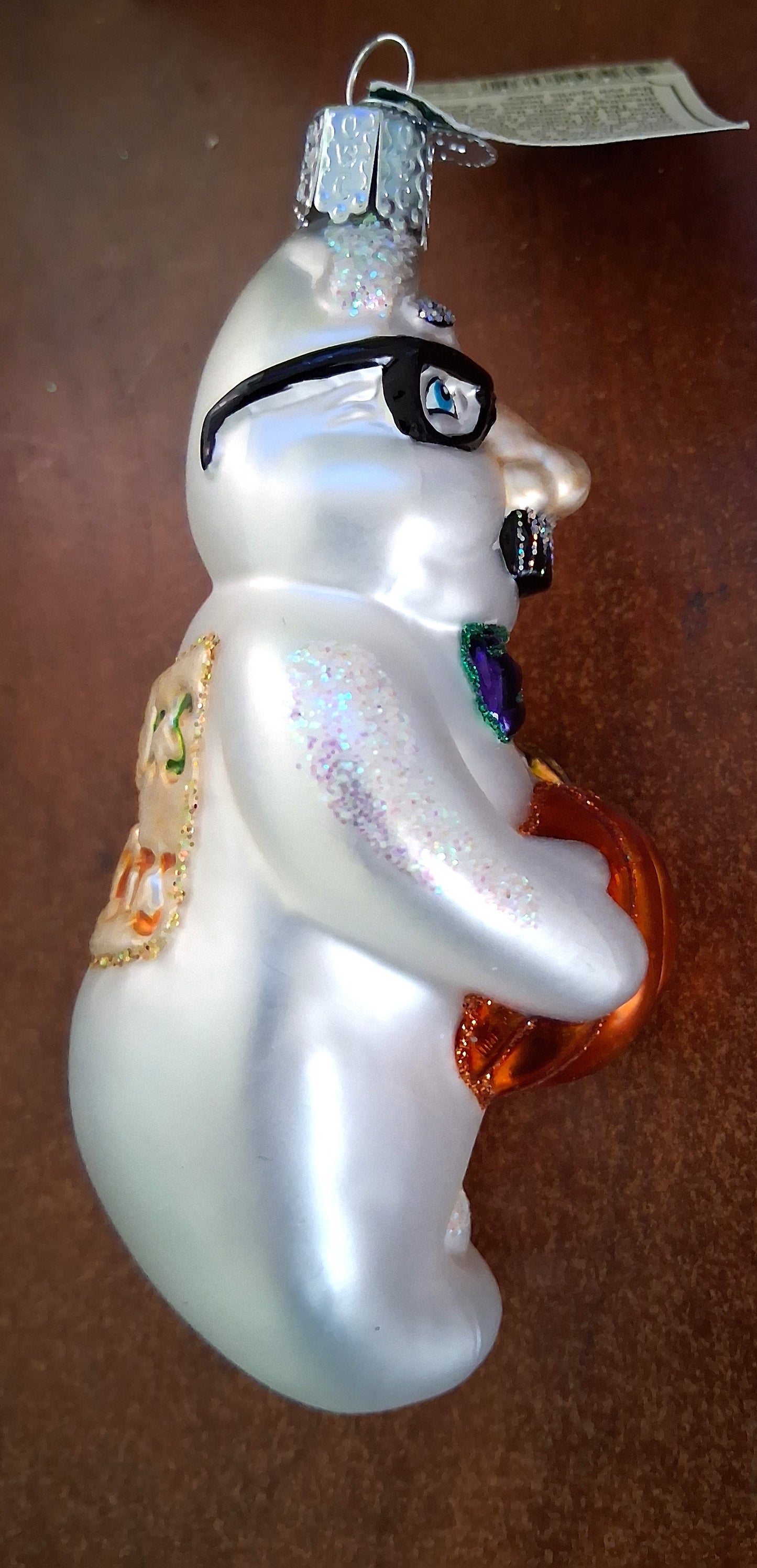 Grouchy Ghost Halloween-themed Glass Tree Ornament by Old World Christmas
