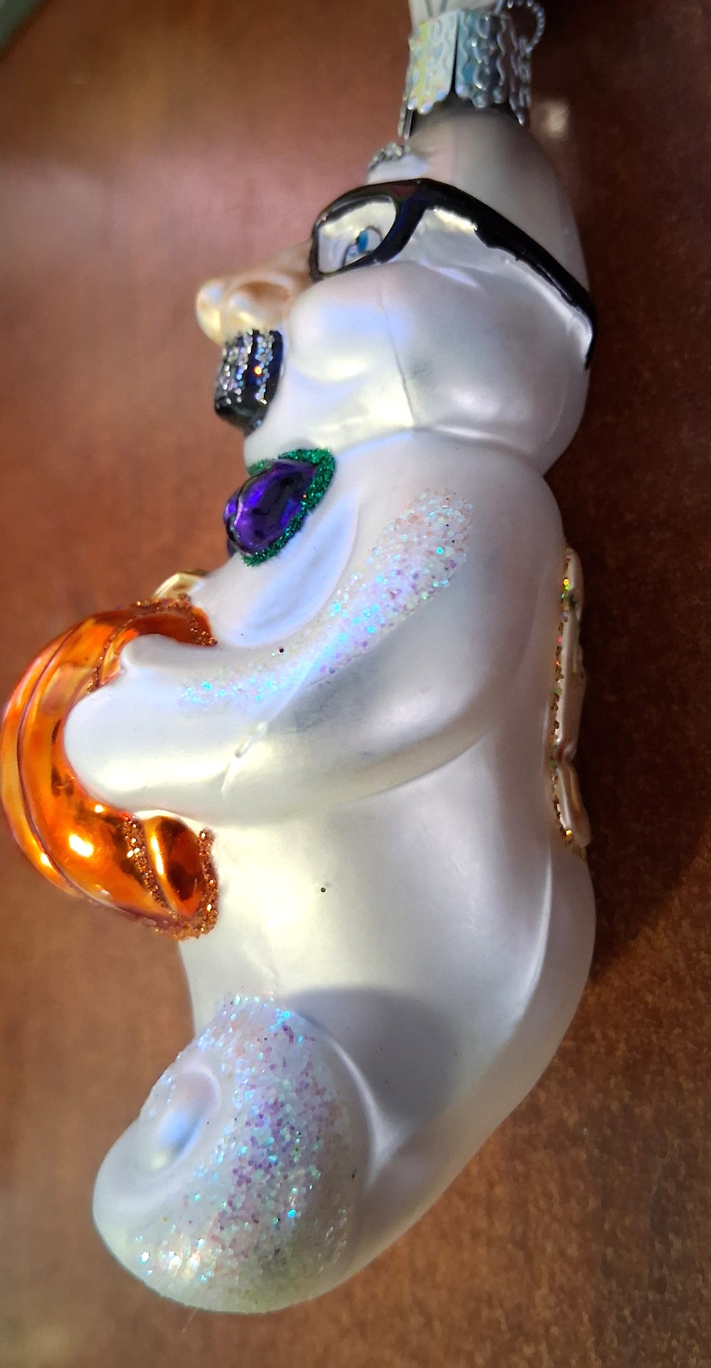 Grouchy Ghost Halloween-themed Glass Tree Ornament by Old World Christmas