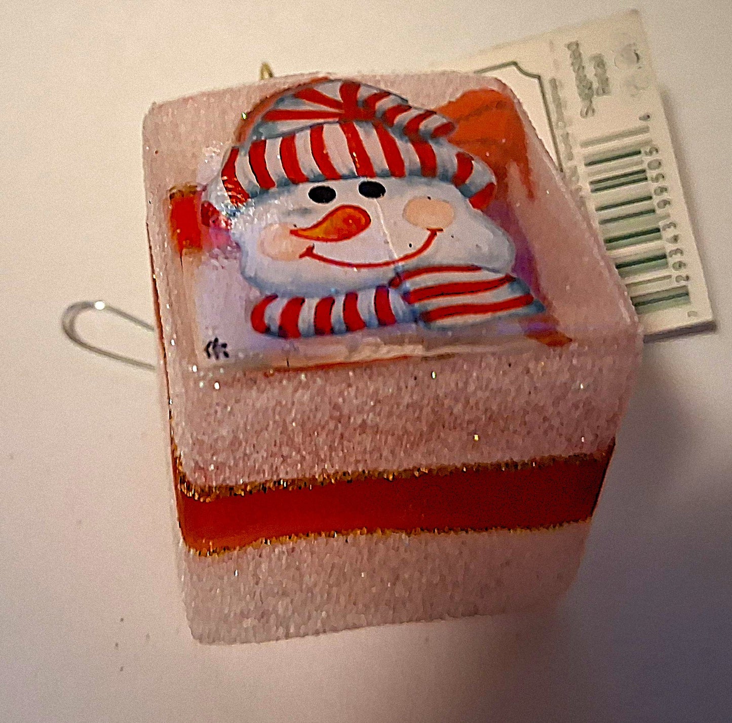 Snowman Ice Cube Shaped Glass Tree Ornament - Inside Out Collection by Old World Christmas