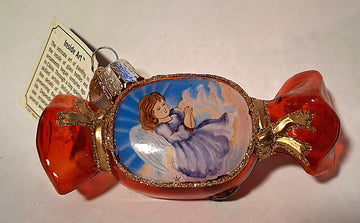 Angel on Tootsie Roll Candy - Inside Art Blown Glass Tree Ornament by Old World Christmas
