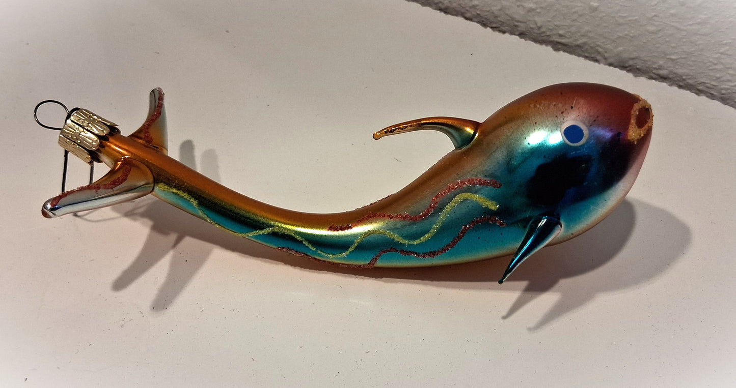 Shark Fish - Vintage Glass Hanging Tree Ornament Made in Czech Republic