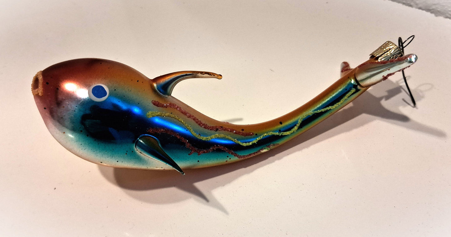 Shark Fish - Vintage Glass Hanging Tree Ornament Made in Czech Republic