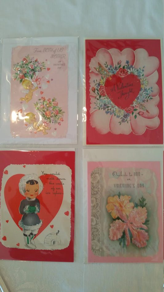 Set of 4 Vintage Handmade Valentine's Day Cards