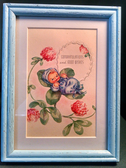 Vintage Framed Print Baby Boy New Baby Gift