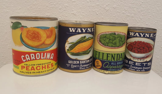 Vintage Label Set of 4 Fruit & Veggie Cans