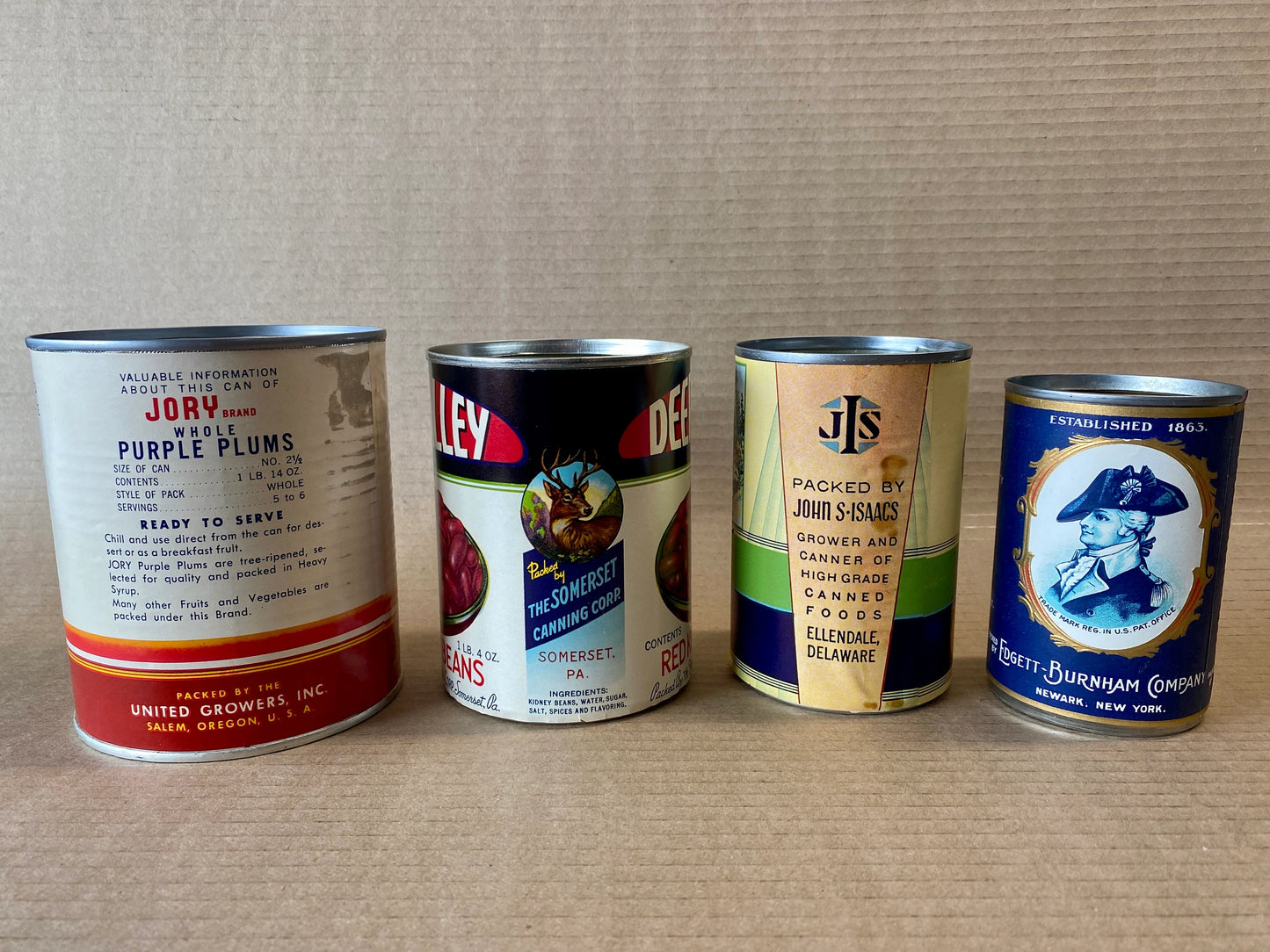 Vintage Label Set of 4 Fruit & Veggie Cans