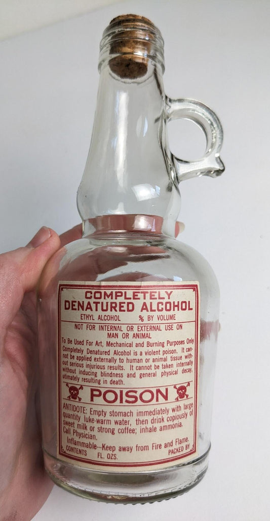 Vintage Antique Style Poison Drug Store Bottles - Denatured Alcohol, Cresolis Comp. and Silver Nitrate Labels