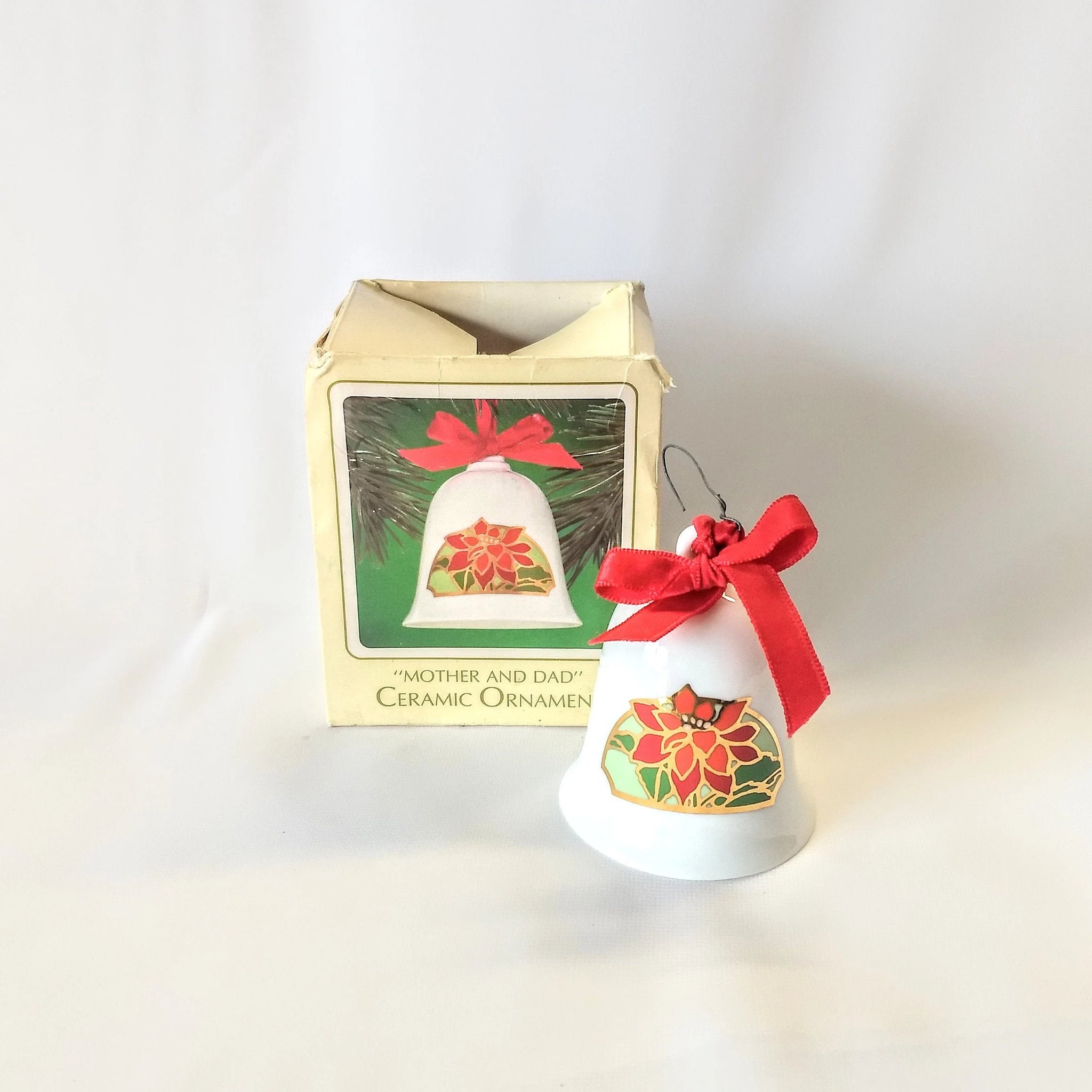 Vintage Mom and Dad Christmas Bell Ornament