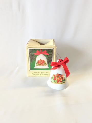 Vintage Mom and Dad Christmas Bell Ornament