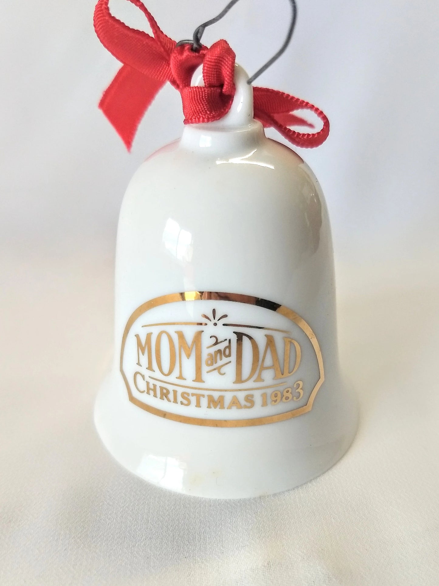 Vintage Mom and Dad Christmas Bell Ornament