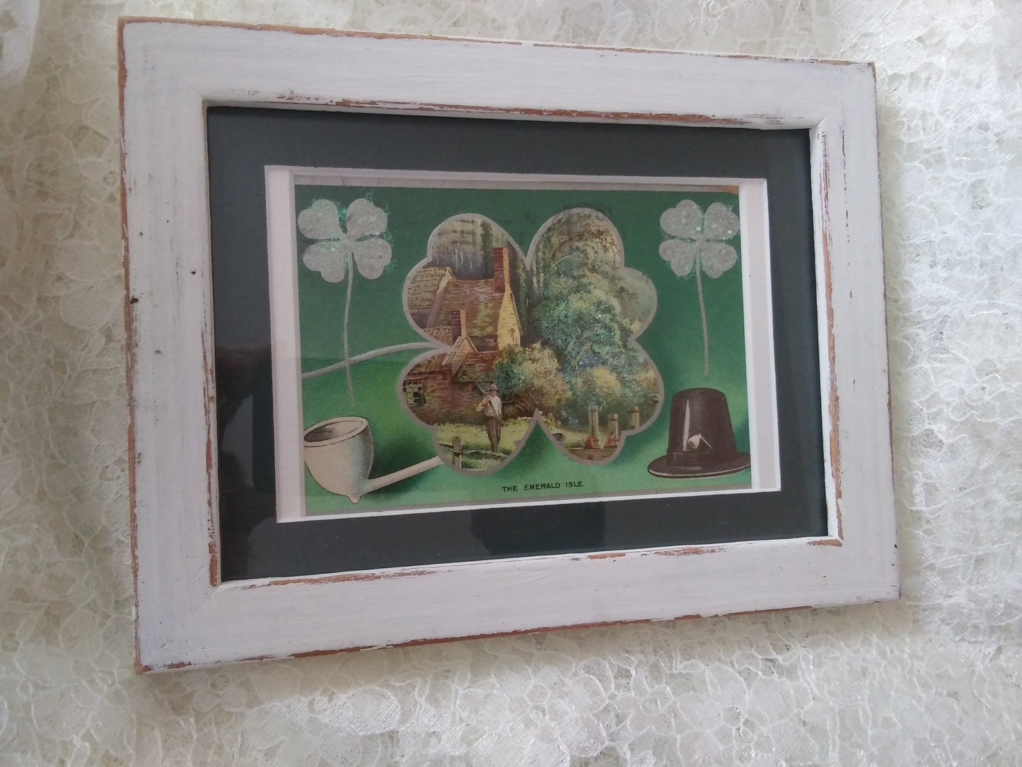 Early 1900's St. Patrick's Day Framed Vintage Postcard