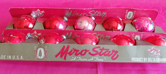 Vintage Miro Star Red Glass Ornaments