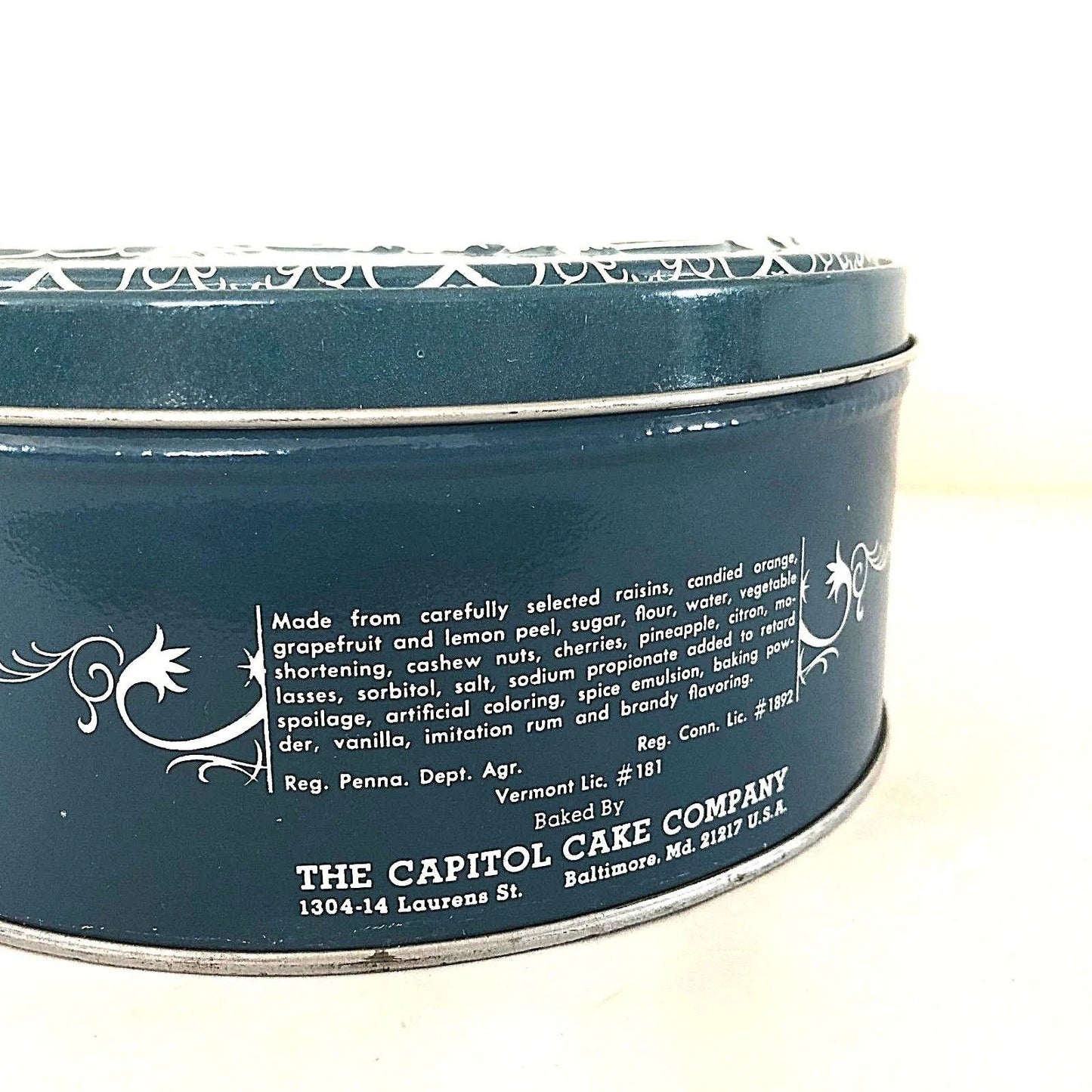 Vintage The Capitol Cake Company Blue Tin