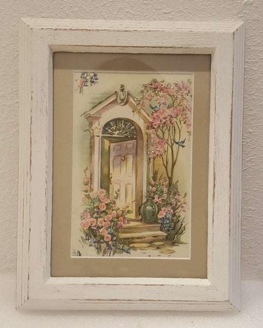 Vintage 1940's Framed Postcard Decor Gift