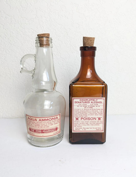 Vintage Antique Style Poison Drug Store Bottles